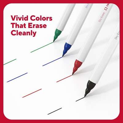 TRU RED™ Pen Dry Erase Markers, Ultra Fine Tip, Assorted, 4/Pack (TR61458/TR57422)