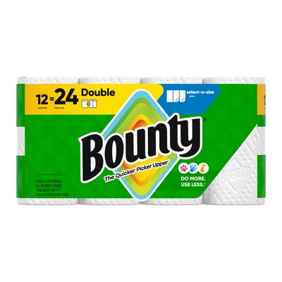 Bounty Select-A-Size Double Roll Paper Towels, 2-ply, 82 Sheets/Roll, 12 Rolls/Pack (66541/06130)