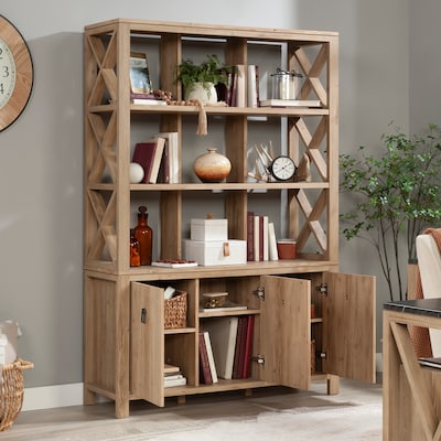 Sauder Select 70"H Wall Storage Bookcase, Khaki Pine (435616)