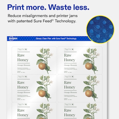 Avery Rectangle Laser/Inkjet Multipurpose Labels, Clear, 8 Labels/Sheet, 25 Sheets/Pack (19479311192)
