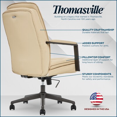 Thomasville Furniture Upton Ergonomic Bonded Leather Swivel Manager Chair, Cream (51421-CRM)