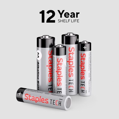 Staples TECH AAA/AA Alkaline Battery, 48 Pack (ST63257-CC)