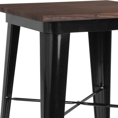 Flash Furniture Metal/Wood Restaurant Bar Table, 42"H, Black (CH3133040M1BK)