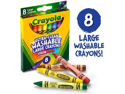Crayola Ultraclean Washable Crayons, 8/Box, 24 Boxes/Carton (52-3280CT)