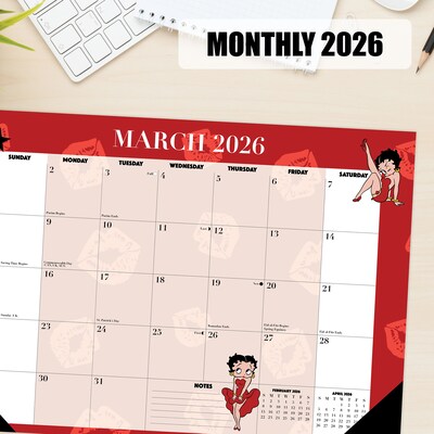 2026 Willow Creek Betty Boop 17" x 12" Monthly Desk Pad Calendar, Red (57087)