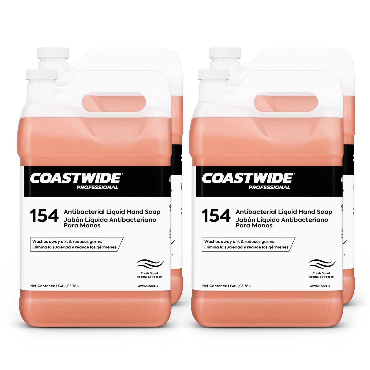 Coastwide Professional 154 Antibacterial Liquid Hand Soap, 1 Gal., Fresh Scent, 4/Carton (CW154RU01-B)