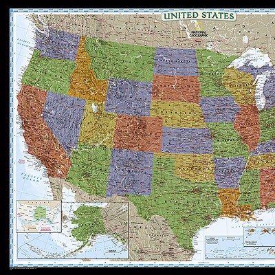 National Geographic United States Decorator Map, Laminated, 43.5 x 30.5 (NGMRE00622083)