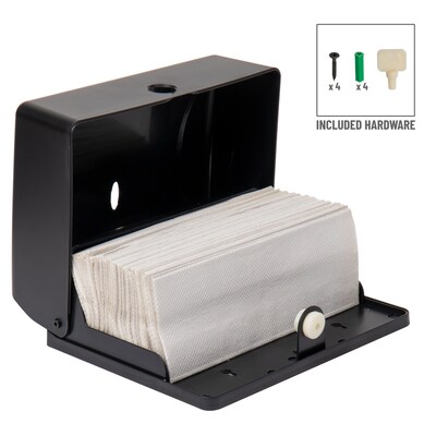 Mind Reader Plastic Wall Mount Paper Towel Dispenser Tri-Fold Paper Towel Holder, Black (PTWIDE-BLK)