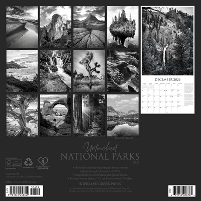 2026 Willow Creek Untouched National Parks 12 x 12 Monthly Wall Calendar (56349X)