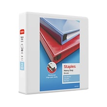 Staples® Heavy Duty 2 3 Ring View Binder with D-Rings, White, 6/Pack (56264CT/24688CT)