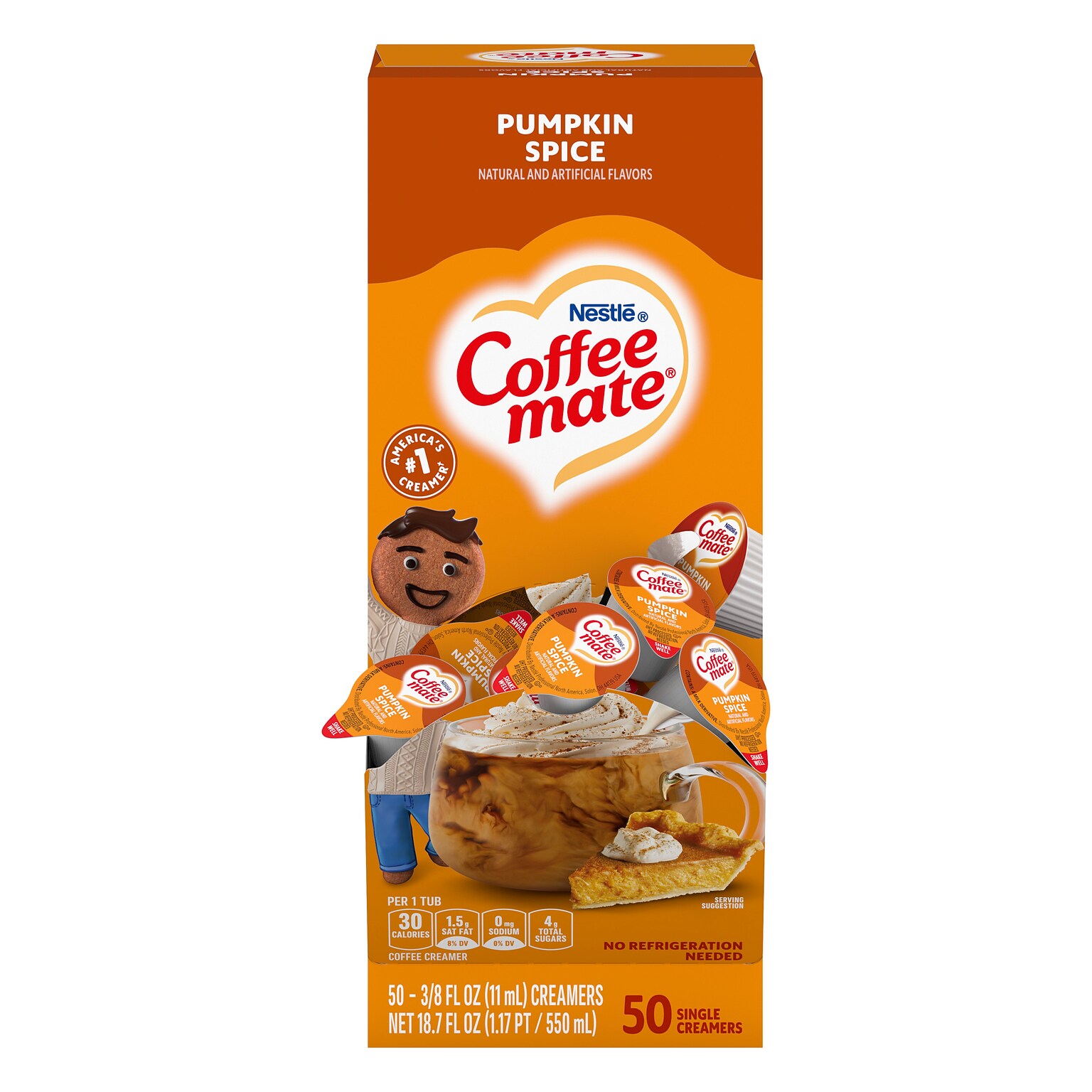 Coffee mate Creamer Pumpkin Spice Liquid Creamer, 18.7 oz., 50/Box (NES75520)