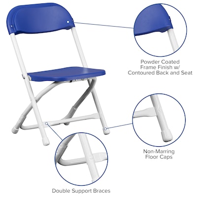 Flash Furniture Plastic Kids Folding Chair, Blue, 2 Pieces (2YKIDBL)