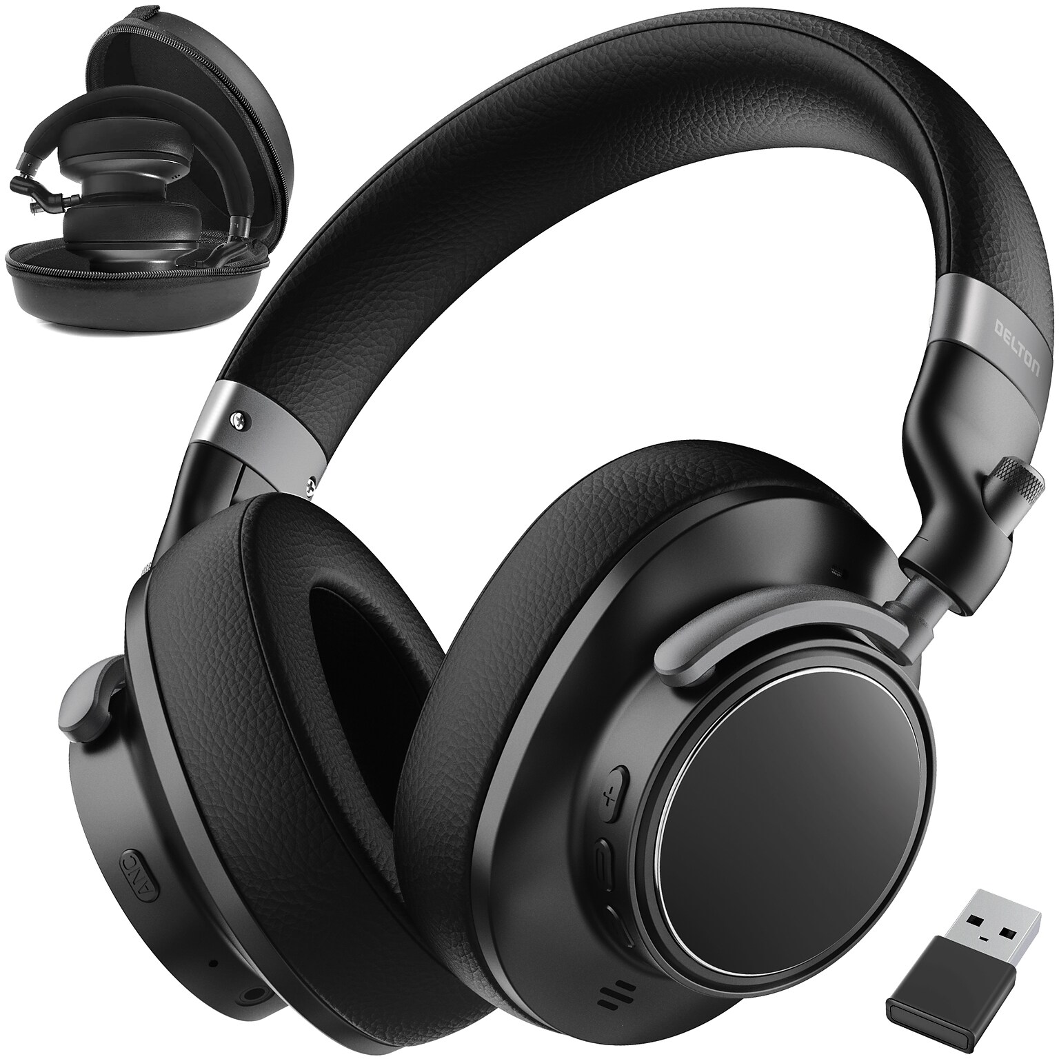 Delton M201 Wireless Active Noise Cancelling Bluetooth Stereo Business Computer Headset, Black (DBHM201D)