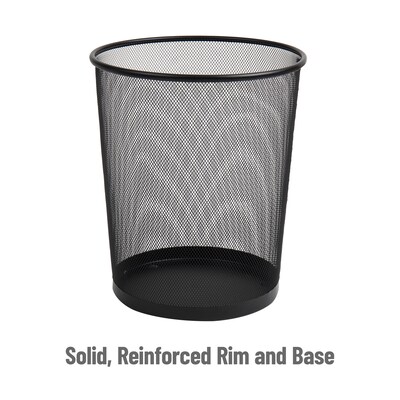 Mind Reader Metal Mesh Trash Can Without Lid, 4.5 Gallon, Black, 3/Pack (3CGARB-BLK)