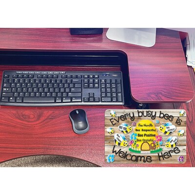 Ashley Smart Poly Computer Mouse Pad, 8" x 10", Every Busy Bee is Welcome Here, 6/Pack (ASH12504-6)