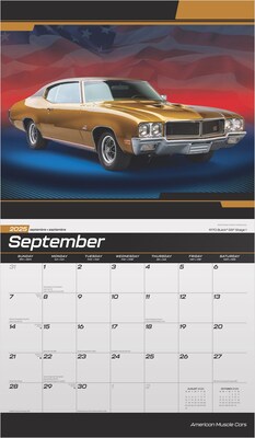 2025 BrownTrout American Muscle Cars  7" x 12" Monthly Deluxe Wall Calendar (9781975479398)