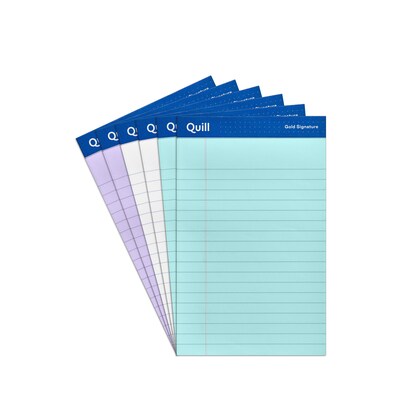 Quill Brand® Gold Signature Premium Series Ruled Legal Pad Junior Size 5x8; Legal Ruled, Assorted Colors, 50 Sheets/Pad, 6 Pack