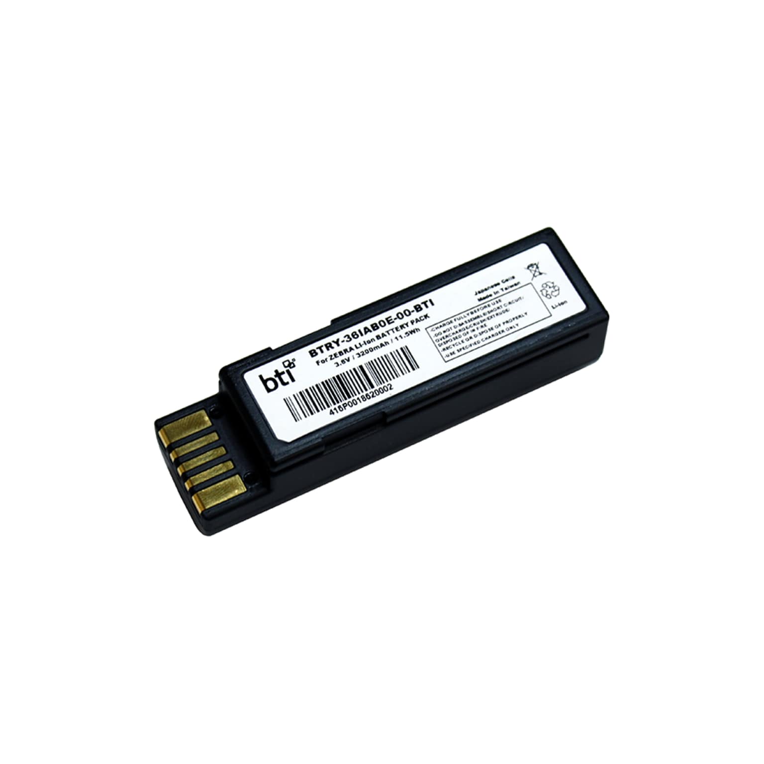 Battery Technology BTRY-36IAB0E-00-BTI Zebra Scanner Battery, Handheld