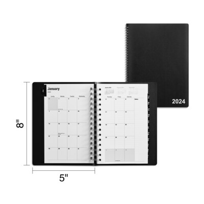 2024 Quill Brand® 5 x 8 Daily Planner, 5 x 8, Black (5215824QCC)