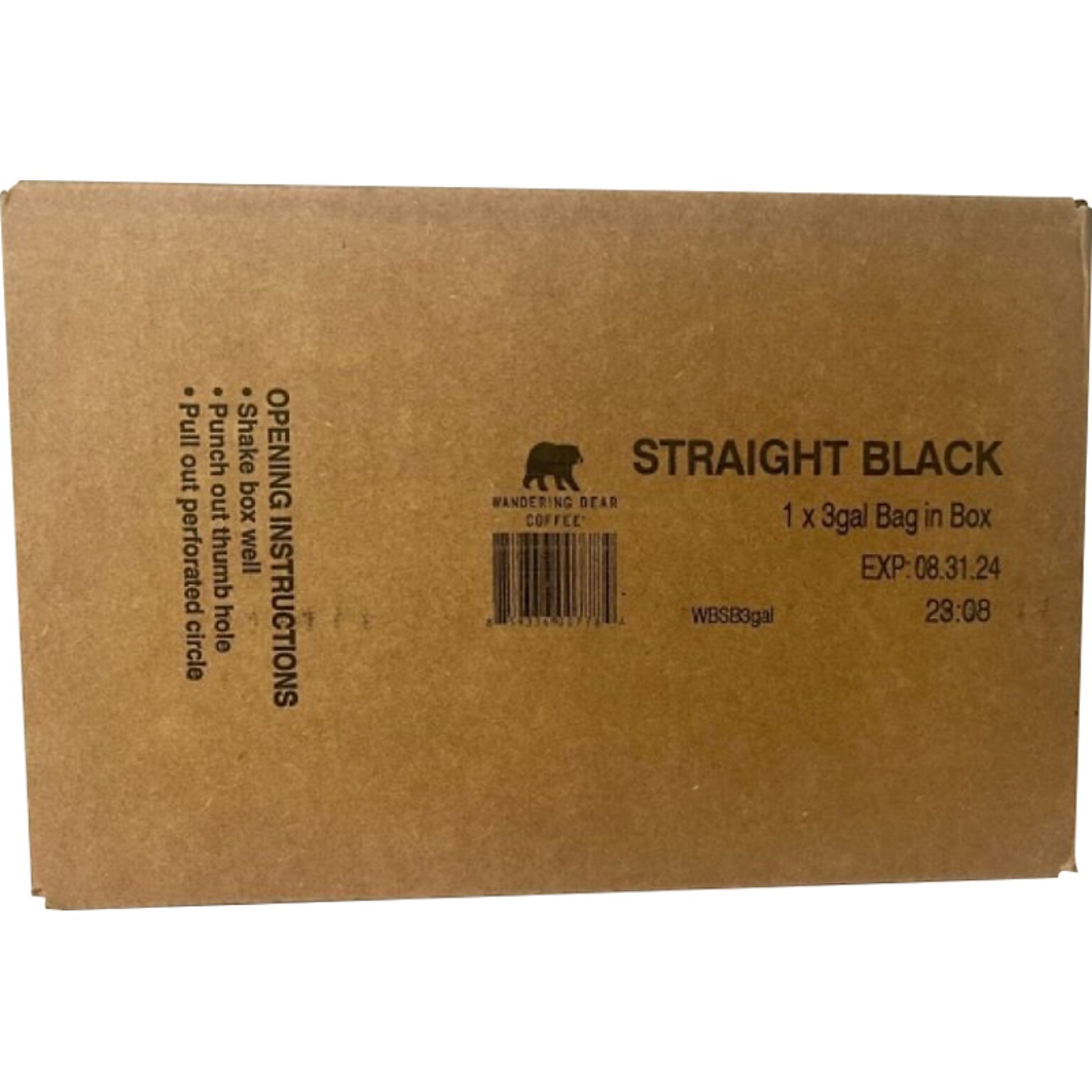 Wandering Bear Straight Black Cold Brew Coffee, 384 oz. (WBSB3GAL)