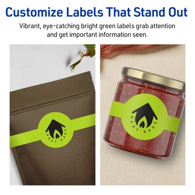 Avery Printable Decorative Edge Multipurpose Labels, 2-3/8" x 8", Bright Green, 120/Pack (94117)