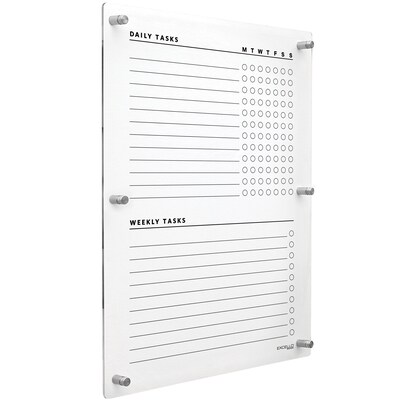 Excello Brands Acrylic Dry-Erase Planning Board, 20 x 30, Black Print (ACRYLBRD-TSK20X30-BLK)