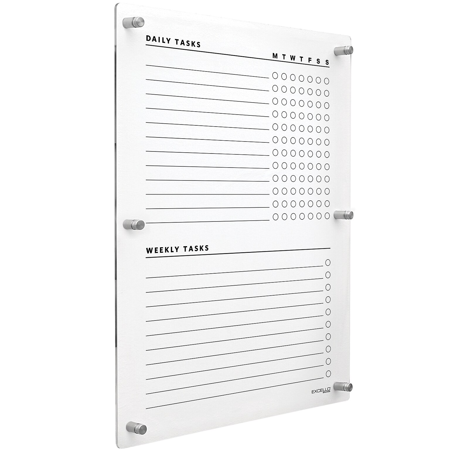 Excello Brands Acrylic Dry-Erase Planning Board, 20 x 30, Black Print (ACRYLBRD-TSK20X30-BLK)