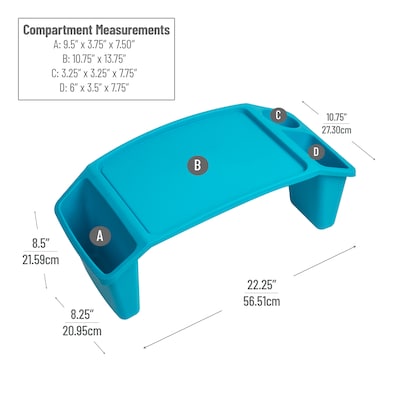 Mind Reader 10.75" x 22.25" Plastic Kids' Lap Desk Activity Tray, Blue (KIDLAP-BLU)