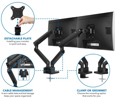 Mount-lt! Adjustable Monitor Mount, Up to 32", Black (MI-2672)
