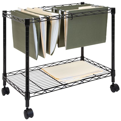 Mount-It! Rolling File Cart with Folder Rack, Black (MI-7858)