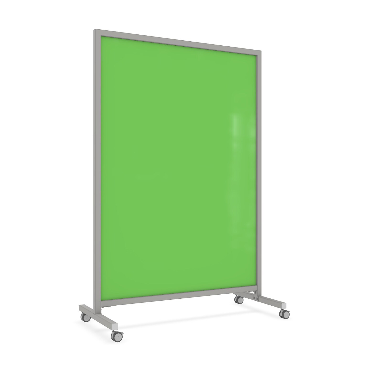 Ghent EZ Magnetic Glass Mobile Dry-Erase Whiteboard, Aluminum Frame, 75H x 50W, Green (EZ1MA7550GN)