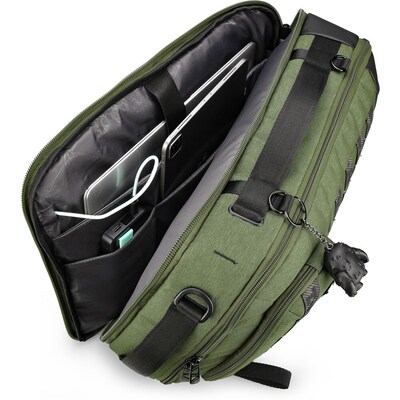 Swissdigital BERG Hybrid Briefcase Laptop Compatible Backpack, Large, Dark Green (SD1649-23)