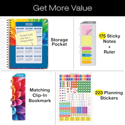 2027 Excello Brands 9" x 11" Weekly & Monthly Standard Planner, Paperboard Cover, Rainbow Petals (FSHN-CY27-8511-41)