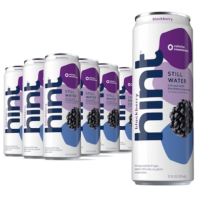 Hint Blackberry Flavored Purified Water, 12 fl. oz., 24 Cans/Carton (HNT02227)