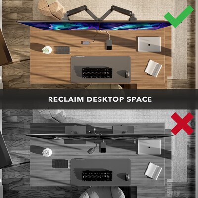 Mount-It! ProFlex Adjustable Heavy-Duty Dual Monitor Mount with Gas Spring Arms, Fits 17"–35" Screens, Matte Black