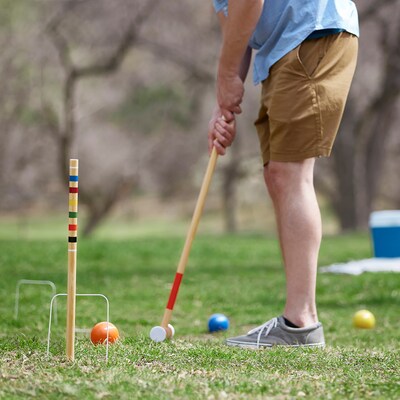 YardGames Wooden Croquet Lawn Game, Assorted Colors (CROQUET-001)