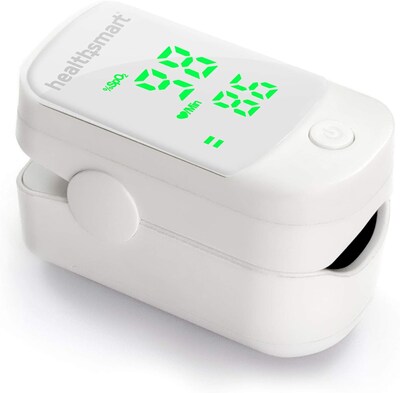 HealthSmart Fingertip Bluetooth Pulse Oximeter, Green LED Display, White (40-816-000)
