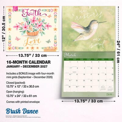 2027 BrownTrout Faith 14" x 12" Monthly Wall Calendar, Assorted Colors (9798330716005)