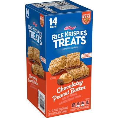 Rice Krispies Gluten Free Chocolatey Peanut Butter Crisp Rice Squares, 10.8 oz., 14 Bars/Box (38000306846)