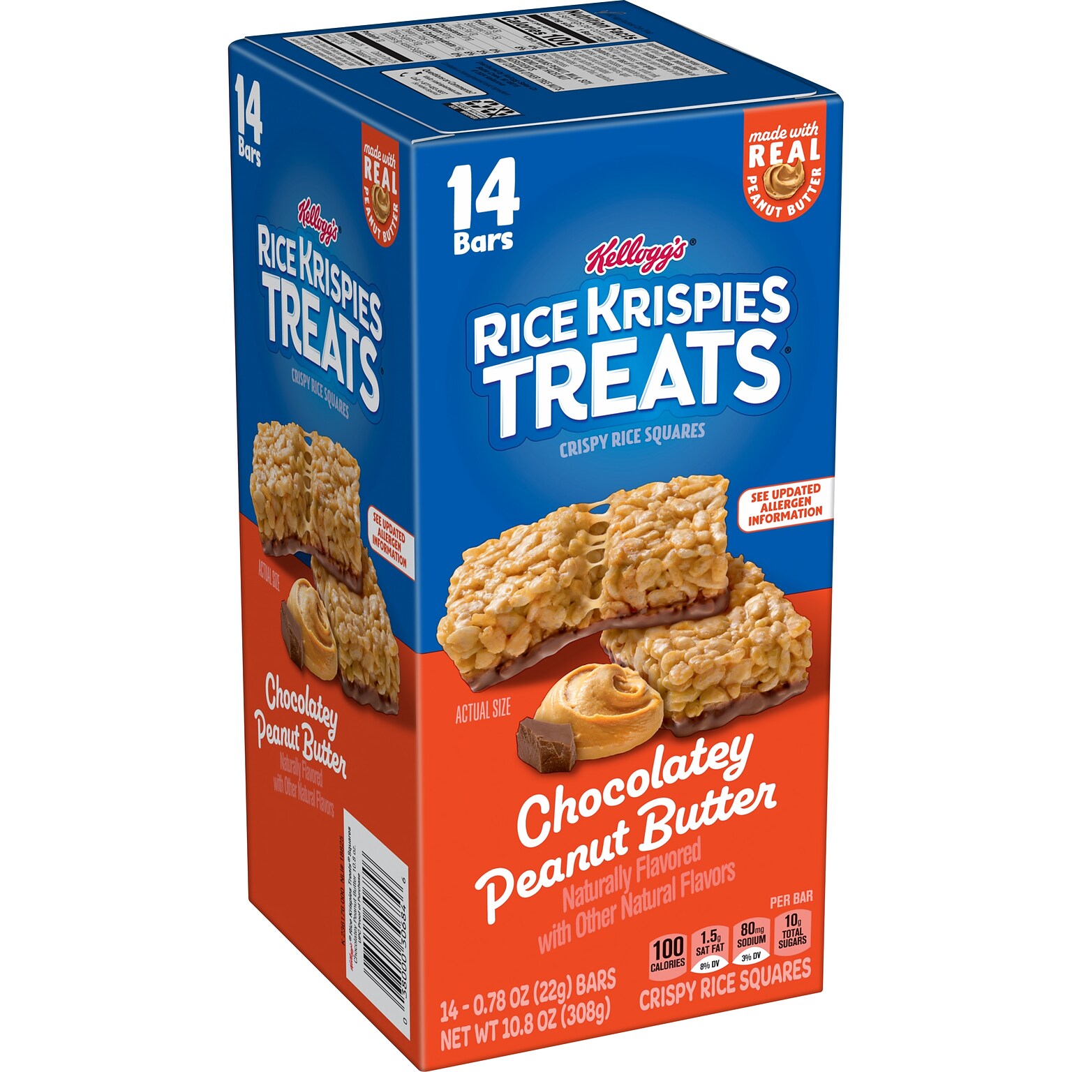 Rice Krispies Gluten Free Chocolatey Peanut Butter Crisp Rice Squares, 10.8 oz., 14 Bars/Box (38000306846)