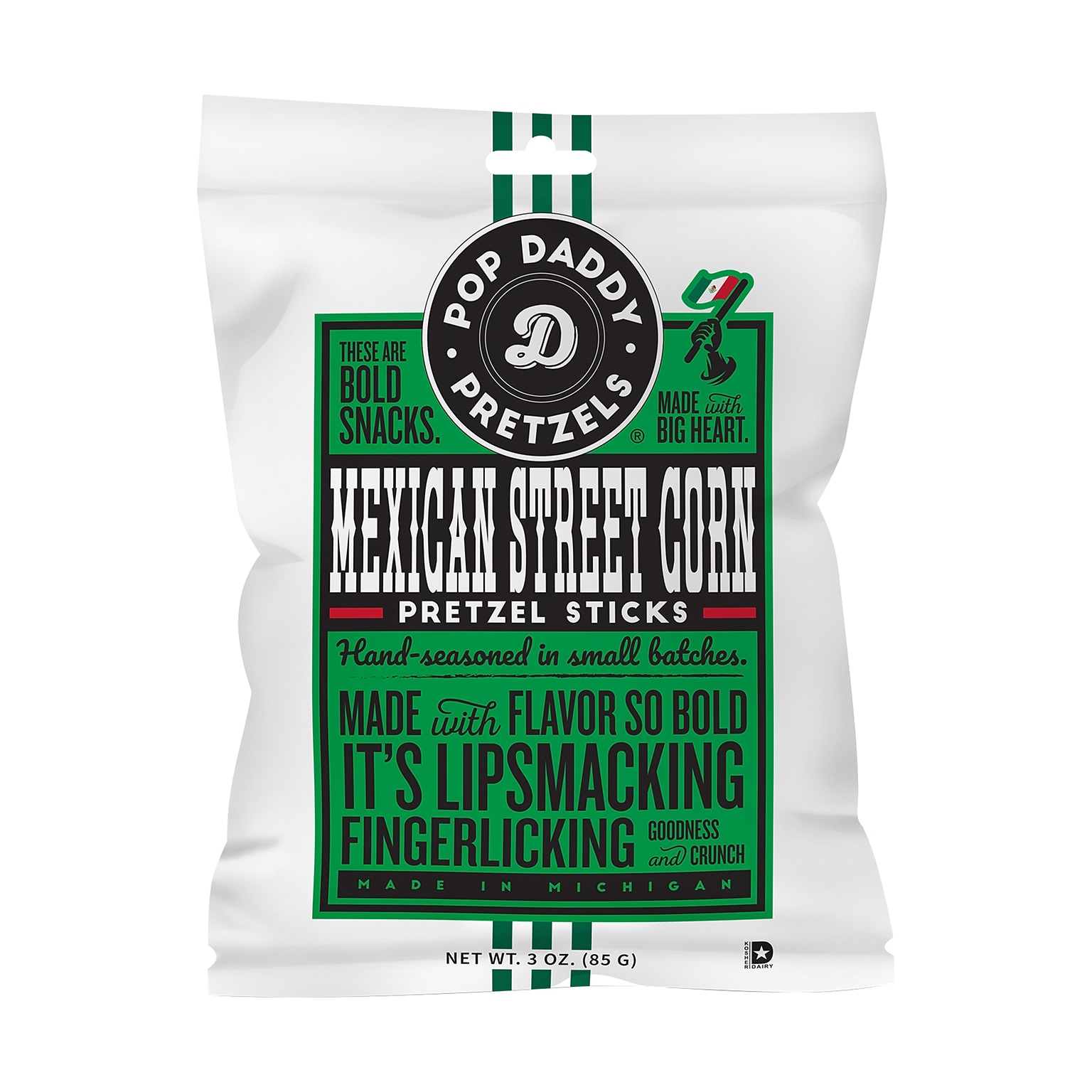Pop Daddy Mexican Street Corn Seasoned Pretzels, 3 oz., 15/Pack (220-02550)
