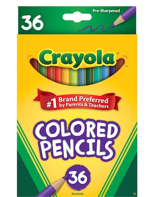 Crayola Kid's Colored Pencils, Assorted Colors, 36/Box (68-4036)