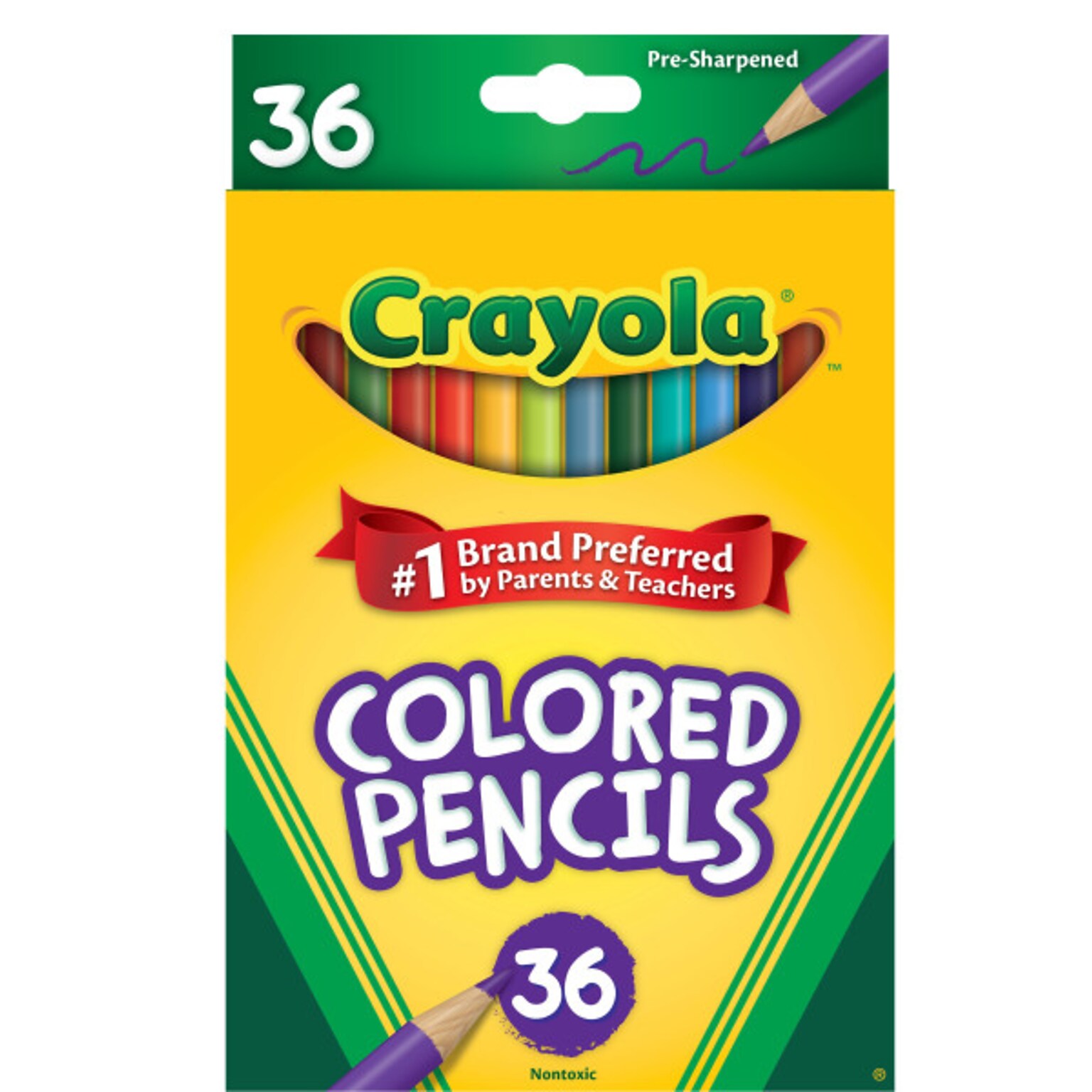 Crayola Kids Colored Pencils, Assorted Colors, 36/Box (68-4036)