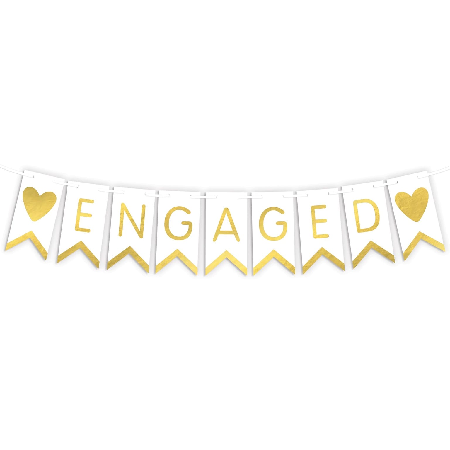 Party City Engaged Banner, Gold/White (AM121051)