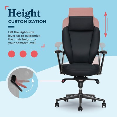 La-Z-Boy Vannes Ergonomic Polyurethane Swivel Executive Chair, Black (60101-BLK)