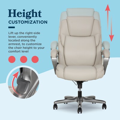 La-Z-Boy Niall AIR Lumbar Pro+ Ergonomic Vegan Leather Executive Big & Tall Chair, 400 lb. Capacity, Beige (60114-BGE)