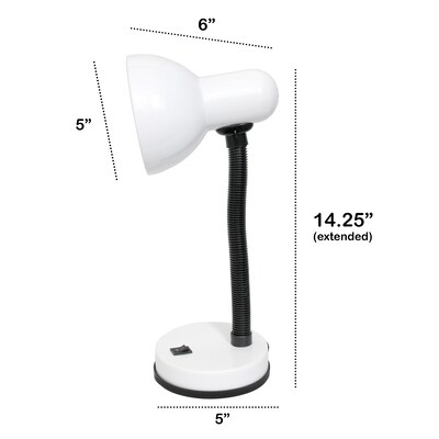 Creekwood Home Essentix Flexible Gooseneck LED Desk Lamp, 14.25", White Glossy (CWD-1000-WH)