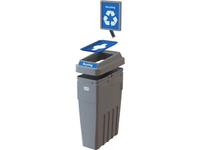 CleanRiver LeanStream Plastic Single-Stream Recycling Station, 23 Gallon, Gray (LS1B-005)
