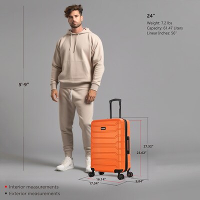 InUSA Trend 24" Hardside Suitcase, 4-Wheeled Spinner, TSA Checkpoint Friendly, Orange (IUTRE00M-ORA)