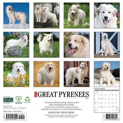 2027 Willow Creek Great Pyrenees  12 x 12 Monthly Wall Calendar (60551)